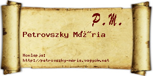 Petrovszky Mária névjegykártya